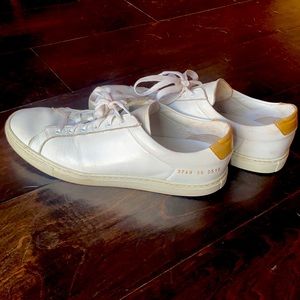 Common Projects White and Gold Achilles Sneakers Size 39